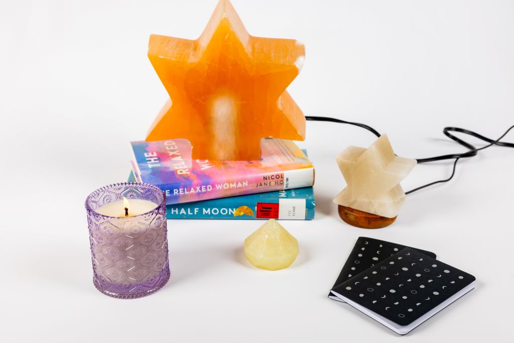 Grand Radiance Star Set – Selenite Star Lamp & Himalayan Salt Lamp