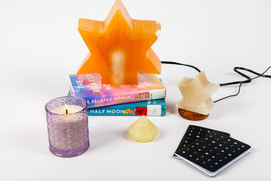 Grand Radiance Star Set – Selenite Star Lamp & Himalayan Salt Lamp