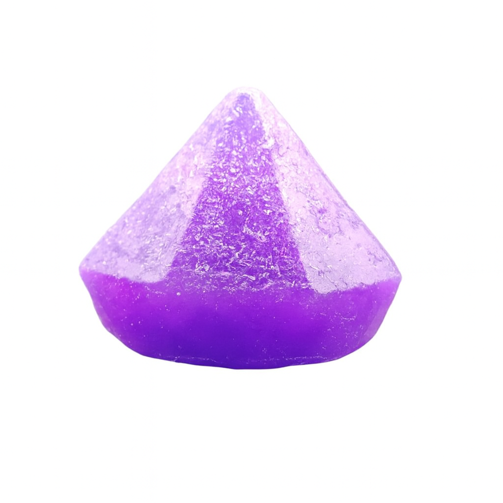 Purple diamond-shaped object on a white background