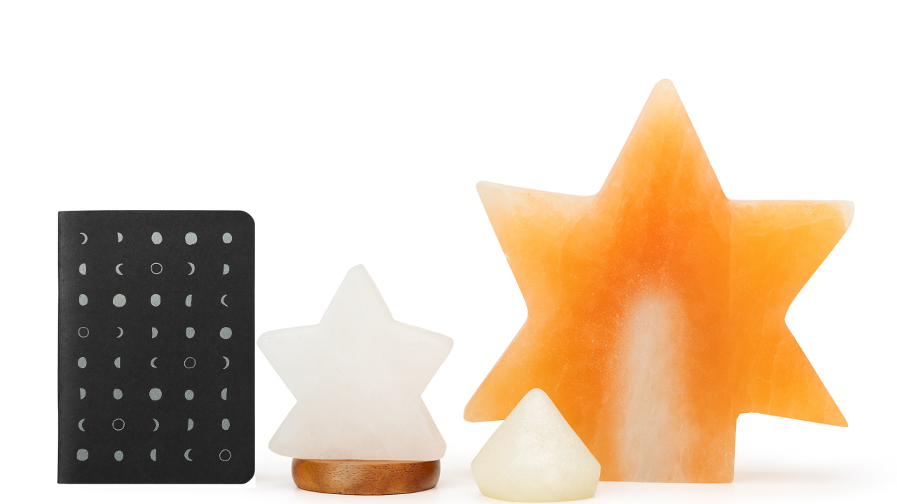 Grand Radiance Star Set – Selenite Star Lamp & Himalayan Salt Lamp
