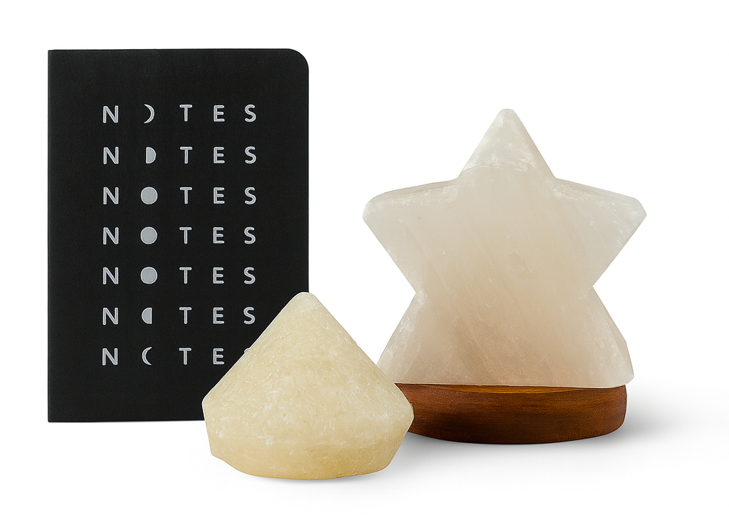 Starry White Glow Set – White Himalayan Salt Star Lamp