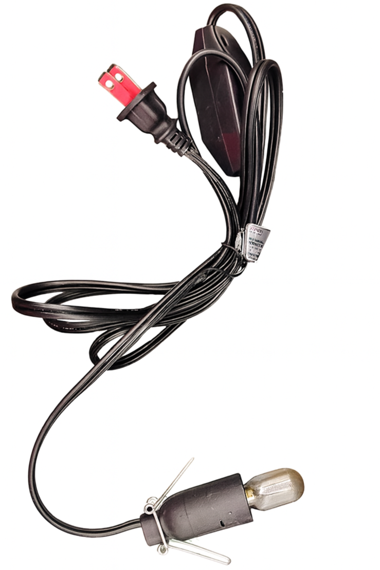 Car light bulb with wiring on a white background