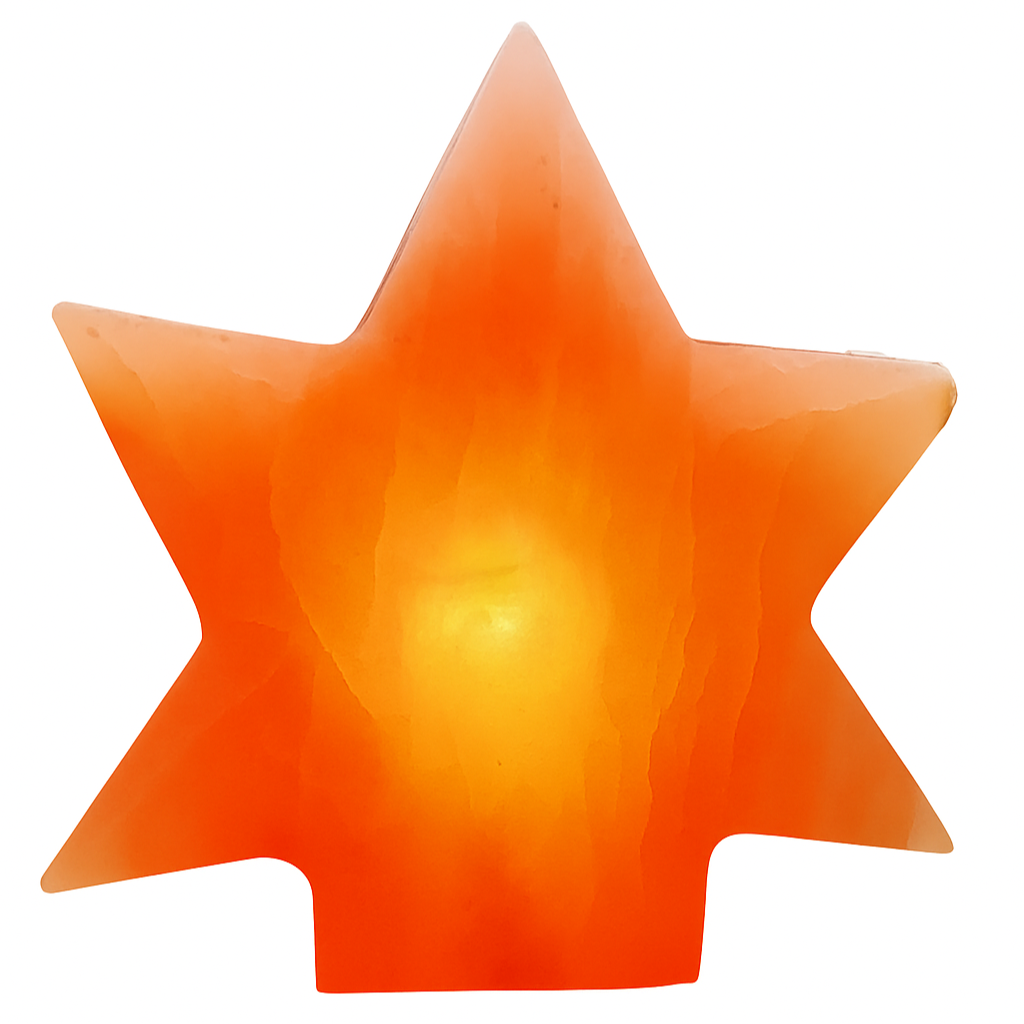 Star-shaped orange candle on a white background